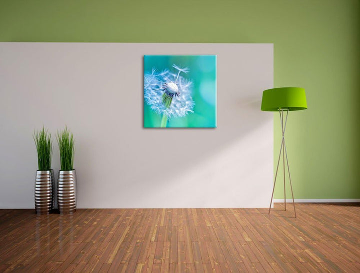Schöner weisser Löwenzahn, Format: 70x70 auf Leinwand, XXL riesige Bilder fertig gerahmt mit Keilrah