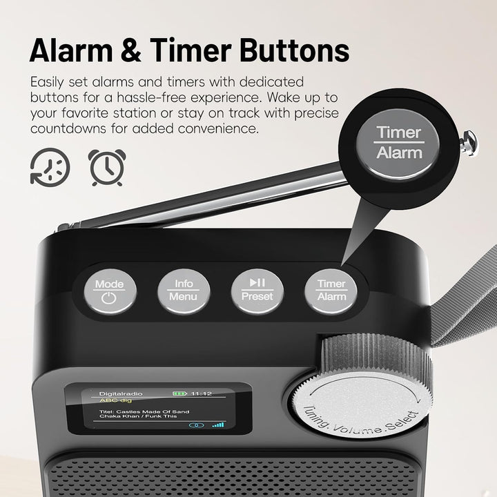DAB/DAB+ Radio mit Bluetooth 5.0, tragbares Digitalradio mit UKW, Farbdisplay, MicroSD-Karten-Slot,