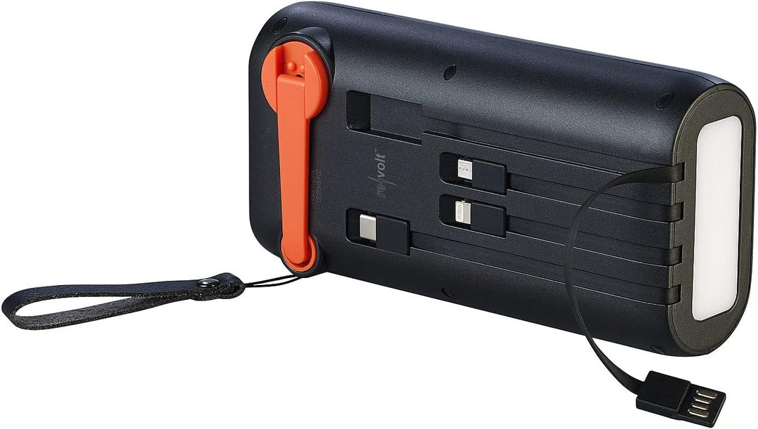 revolt Dynamo Solar Akkupack: Kurbel-Dynamo-Solar-Powerbank, 30.000 mAh, PD 20 W, Super Charge, LED