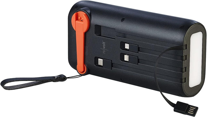 revolt Dynamo Solar Akkupack: Kurbel-Dynamo-Solar-Powerbank, 30.000 mAh, PD 20 W, Super Charge, LED