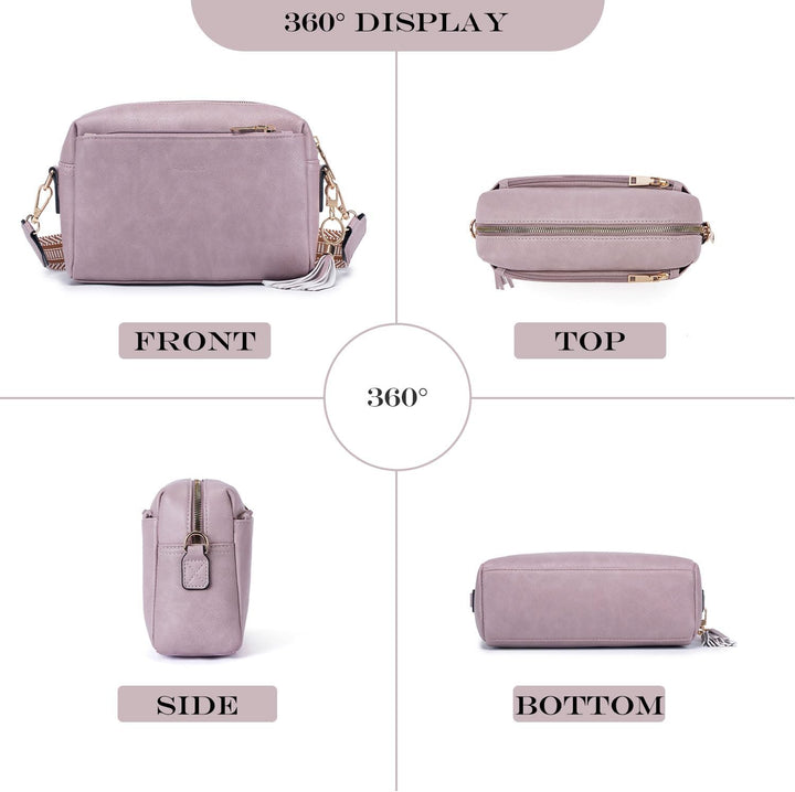 Roulens Damen Handy Umhängetasche,Veganem Leder Crossbody Schultertasche,Breiter Riemen Abendtasche