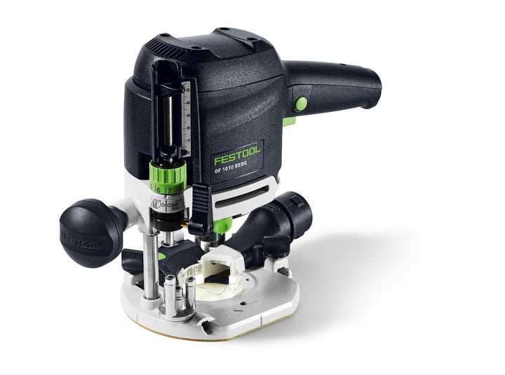 Festool Oberfräse OF 1010 REBQ-Set (mit Seitenanschlag mit Feineinstellung, Lichtmodul, Spannzange,
