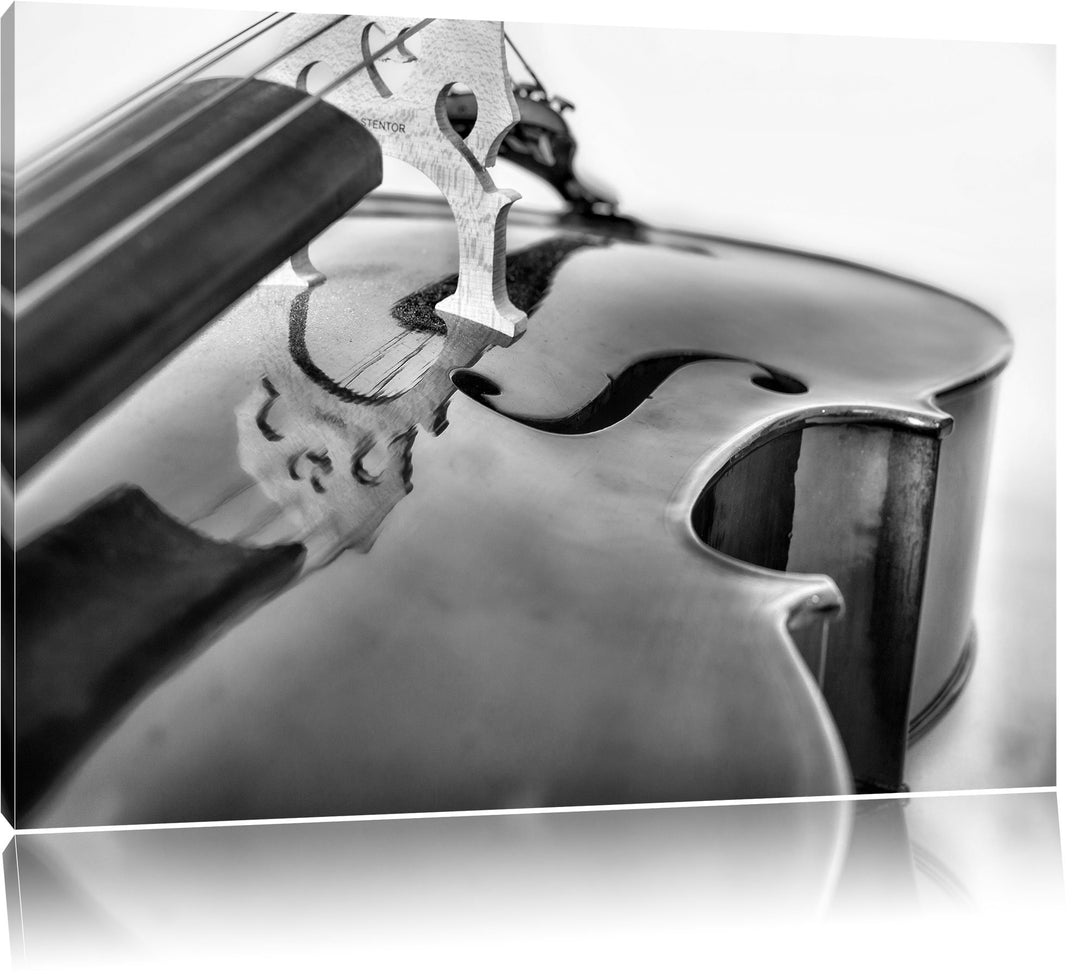 Monocrome, Cello, Format: 100x70 auf Leinwand, XXL riesige Bilder fertig gerahmt mit Keilrahmen, Kun