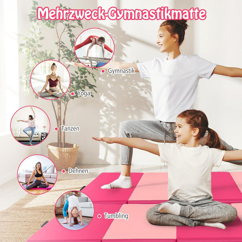 COSTWAY Weichbodenmatte klappbar, Gymnastikmatte tragbar, Yogamatte Turnmatte Klappmatte Fitnessmatt