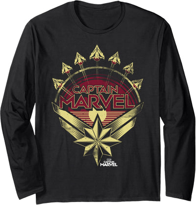 Captain Marvel Planes Logo Langarmshirt