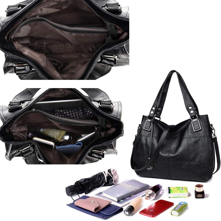 Kris Anna Damen Hobo Schultertasche Shopper Tasche aus PU-Leder mit Schulterriemen Umhängetasche Sti