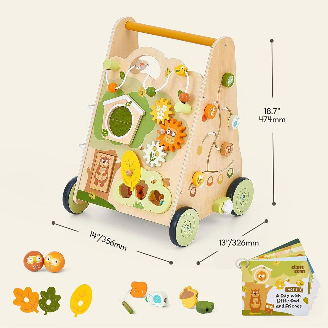 Baby Lauflernwagen aus Holz, Mehrfarbig – Spiel- &amp; Lauflernhilfe mit 8-in-1 Aktivitätszentrum, Verst