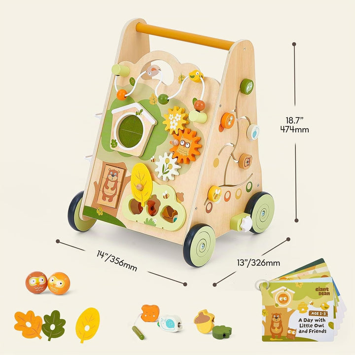 Baby Lauflernwagen aus Holz, Mehrfarbig – Spiel- &amp; Lauflernhilfe mit 8-in-1 Aktivitätszentrum, Verst