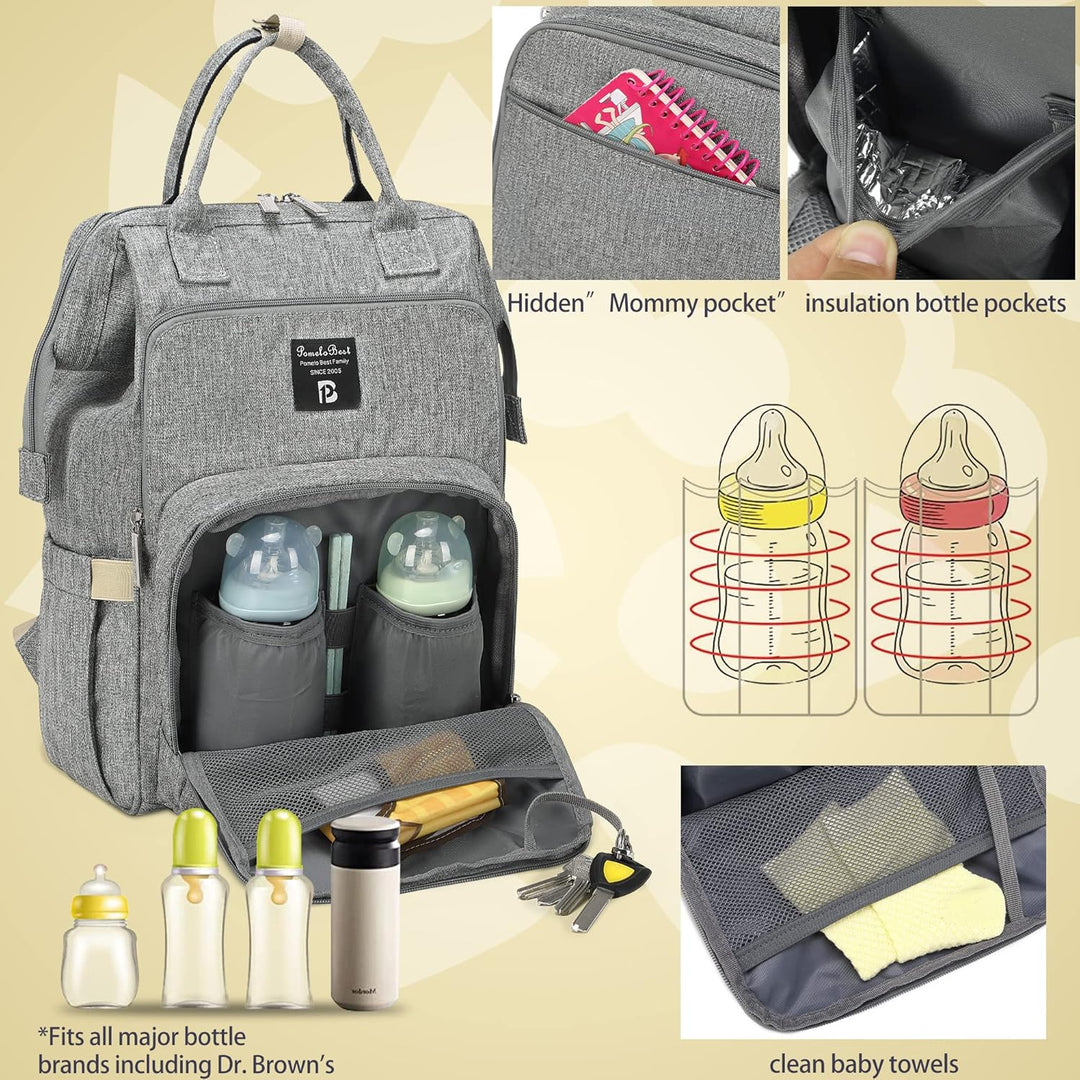 Pomelo Best Baby Wickelrucksack stylische Wickeltasche Rucksack mit Wickelunterlage multifunktional