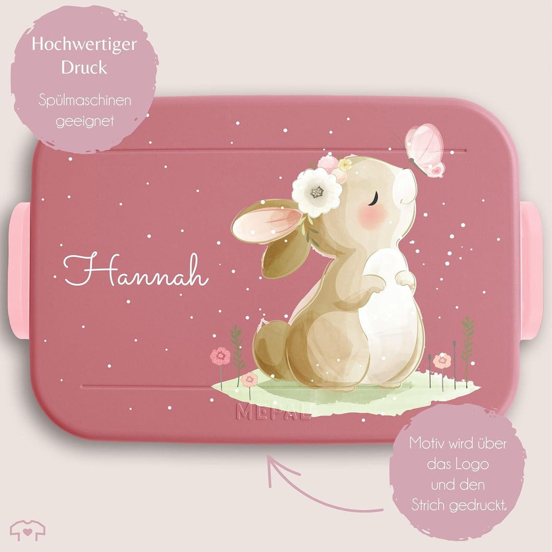 Kinder Bento Box Midi Lunchbox für Mepal Bentobox - Hasen - Brotdose Süsser Hase personalisiert I La