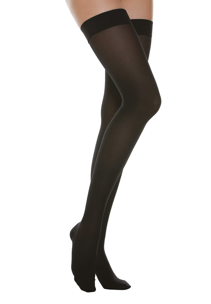 Relaxsan Basic 970 (Schwarz 1/S) Kompressionsstrümpfe Damen mit Silikonband, 22-27 mmHg, Stützstrümp