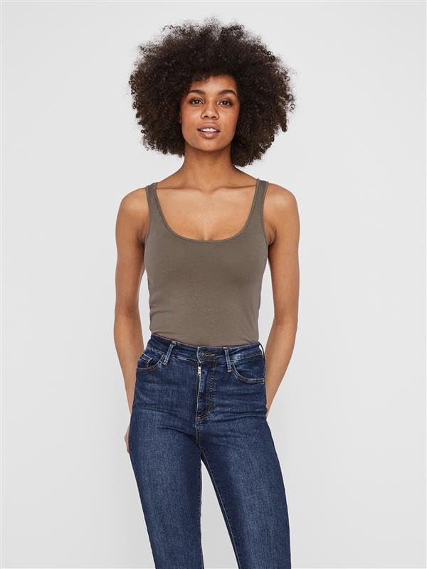 VERO MODA Damen VMMAXI My Soft Long Tank TOP GA M 3er Pack (Sea Spray, Reseda, Walnut), M 3er Pack (