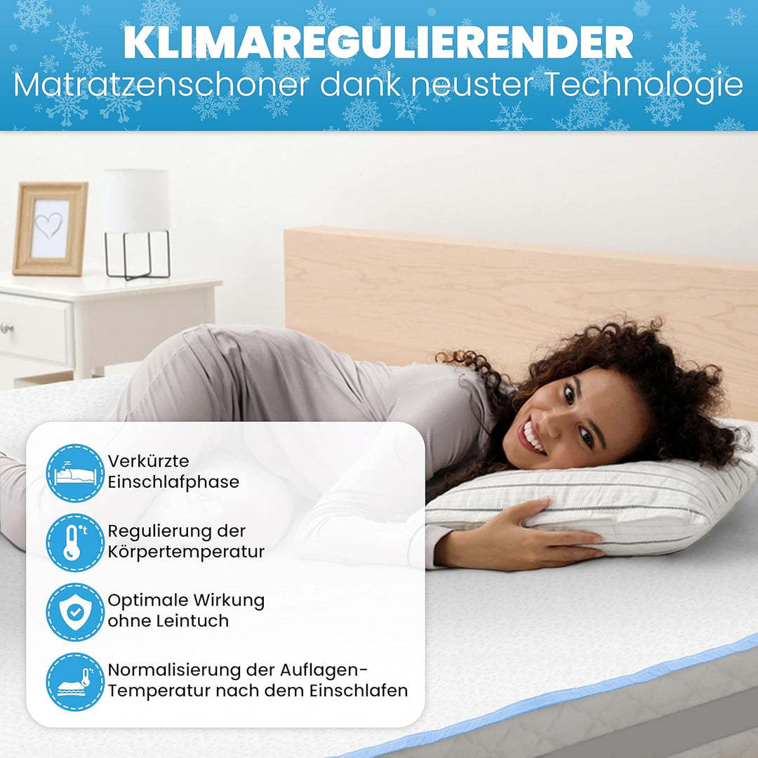Premium Matratzenschoner Klimaregulierend – Kühlender Matratzen Schoner - Idealer Sommer Reisetopper