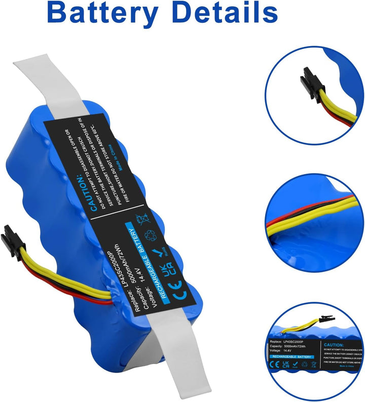14,4V 5000mAh NI-MH Ersatzakku LP43SC2000P für Ecovacs Deebot CR120, CR120S, X500, X580, KK8, für Ar
