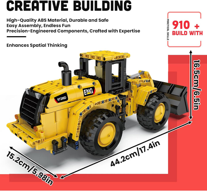 Mould King Technic Baggerlader Bauset, 910 Teile mit Schaufel Konstruktionsspielzeug Modell, für Erw