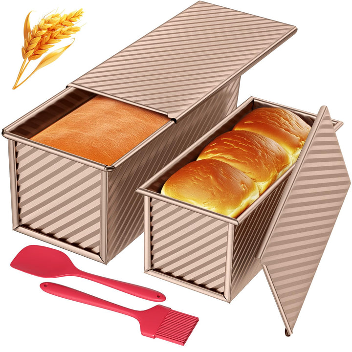 JSCORES Toast Brot Backform Set, 4PCS Antihaft Brot Toastform mit Deckel, Brotbackform für Toast Kuc
