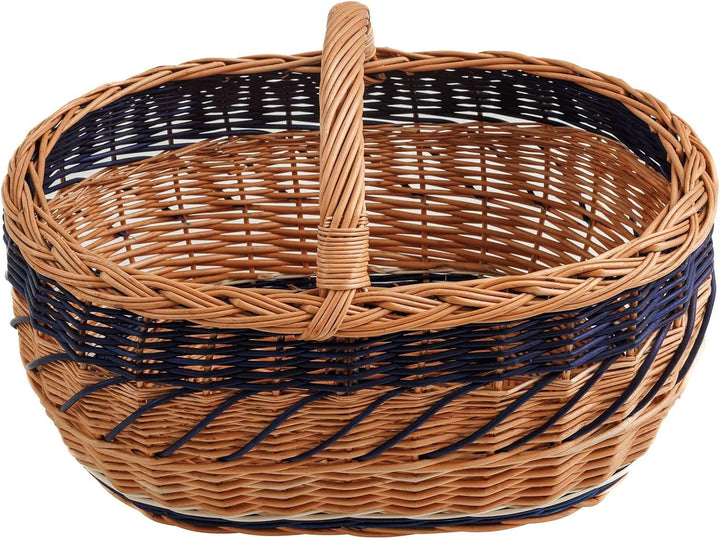 BOGATECO natürlicher Weidenkorb mit Griff| Grosser Einkaufskorb 45X30X23| Handgewebt, in vier Farben
