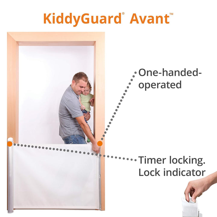 Lascal KiddyGuard Avant, stilvolles Treppenschutzgitter für Babys, einrollbares Türgitter aus Netz u