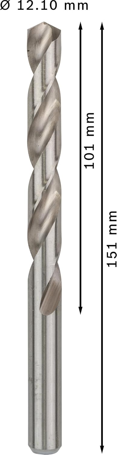 Bosch Professional Metallbohrer HSS-G geschliffen (5 Stück, Ø 12,1mm) Durchmesser: 12.1/Gesamtlänge