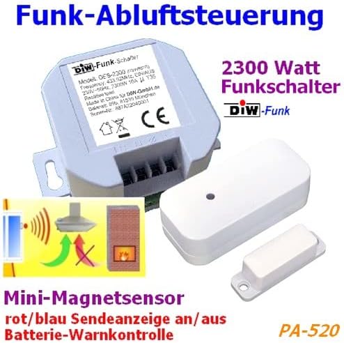 DIW-Funk EINBAU-Abluftsteuerung PA-520 SPARSET neuer Fensterkontaktschalter DFM-2000+ Einbau Funksch