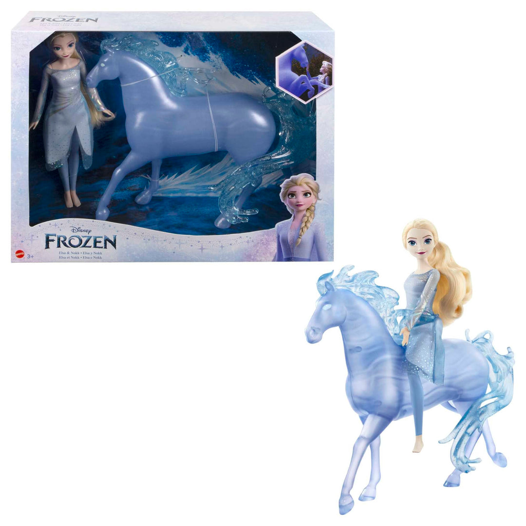 Disney Die Eiskönigin Spielzeug, Elsa-Modepuppe mit Wasserfigur Nokk in Pferdeform, inspiriert durch