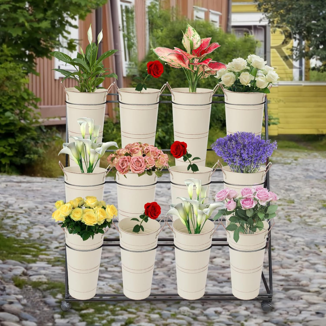 Notakia Verzinkte Metallvasen, Bauernhaus, französische Blumenvasen für Schnittblumen, Heimdekoratio