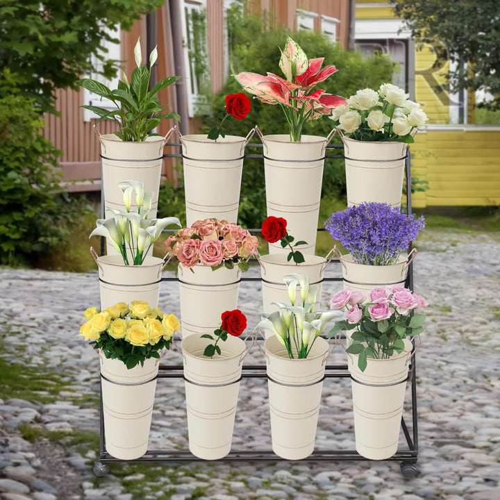 Notakia Verzinkte Metallvasen, Bauernhaus, französische Blumenvasen für Schnittblumen, Heimdekoratio