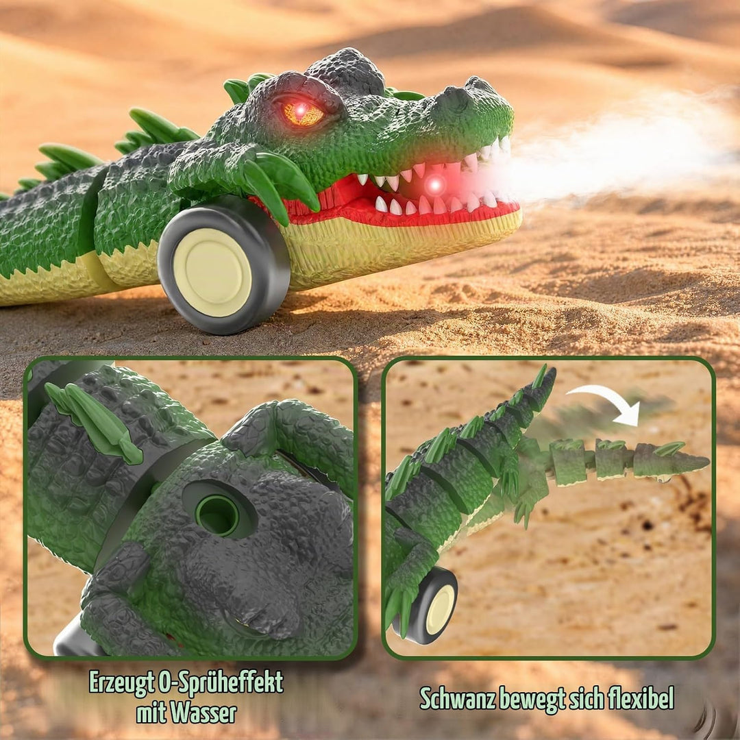 2,4G RC Krokodil Auto Spielzeug für Kinder, Ferngesteuertes Alligator Spielzeug mit Rollen Drehungen