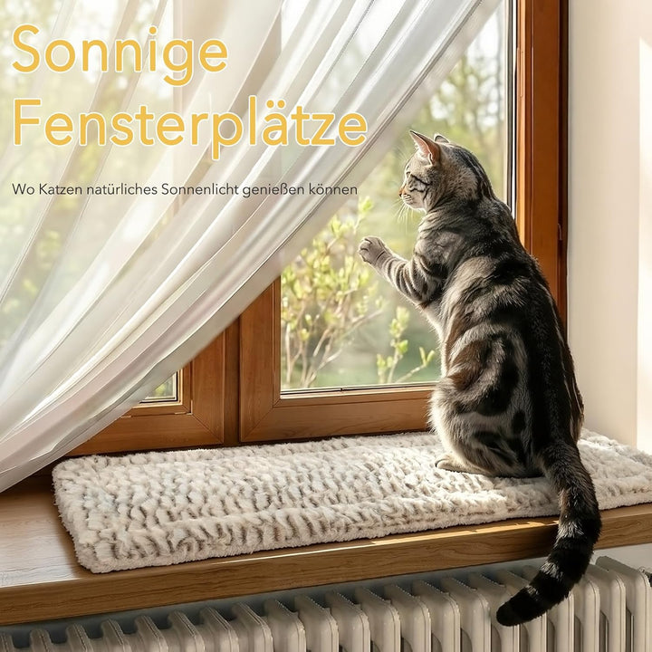 Mora Pets Fensterliege Fensterbrett für Katzen, Selbstwärmend Katzenbett Fensterbank, Flauschig & We