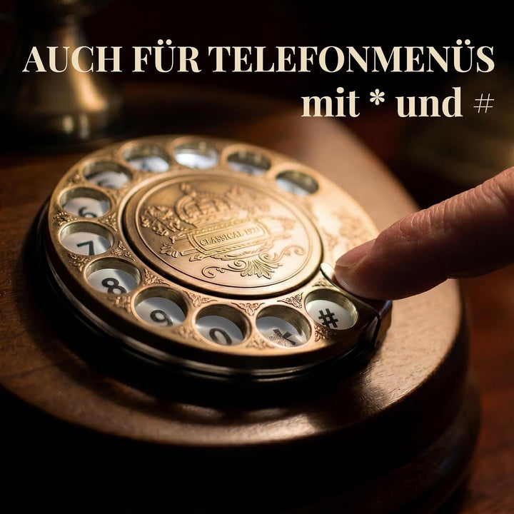 Opis 1921 Cable - Modell A - Retro Telefon aus Holz und Metall mit echter, rotierender Wählscheibe u