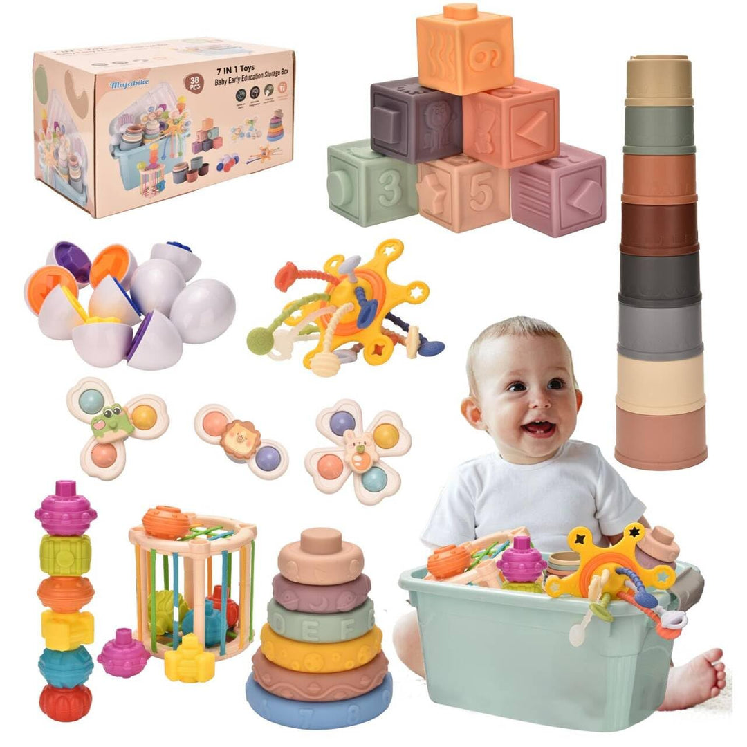 Majabike Montessoriii Spielzeug 6 9 12 Monate 1 Jahr 7 in 1Baby Spielzeug,Sortier Stapelspielzeug,Ba