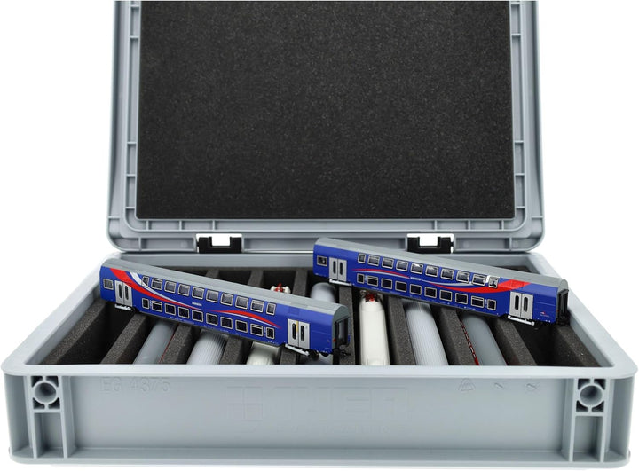 Feldherr Eurobox 40 x 30 cm Set für Modelleisenbahnen - Spur TT - 9 Fächer - Schaumstoffeinlage für