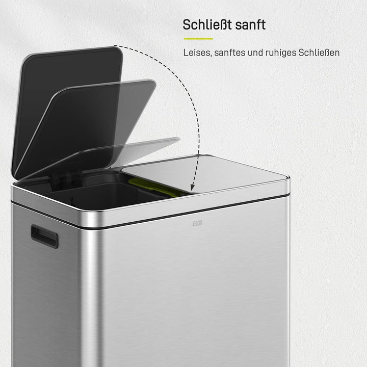 EKO Edison Mülleimer 2 Fächer, 2 x 30 l, Tretmülleimer Küche mit doppeltem Inneneimer, inkl. 20 Müll
