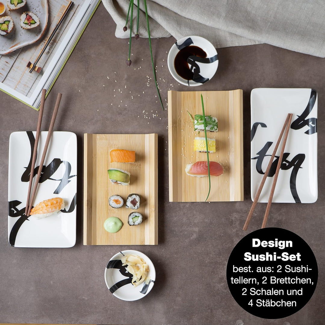 Moritz & Moritz Sushi Geschirr Set für 2 Personen - 10 Teile - Sushi Servierset mit 2x Sushi-Teller,