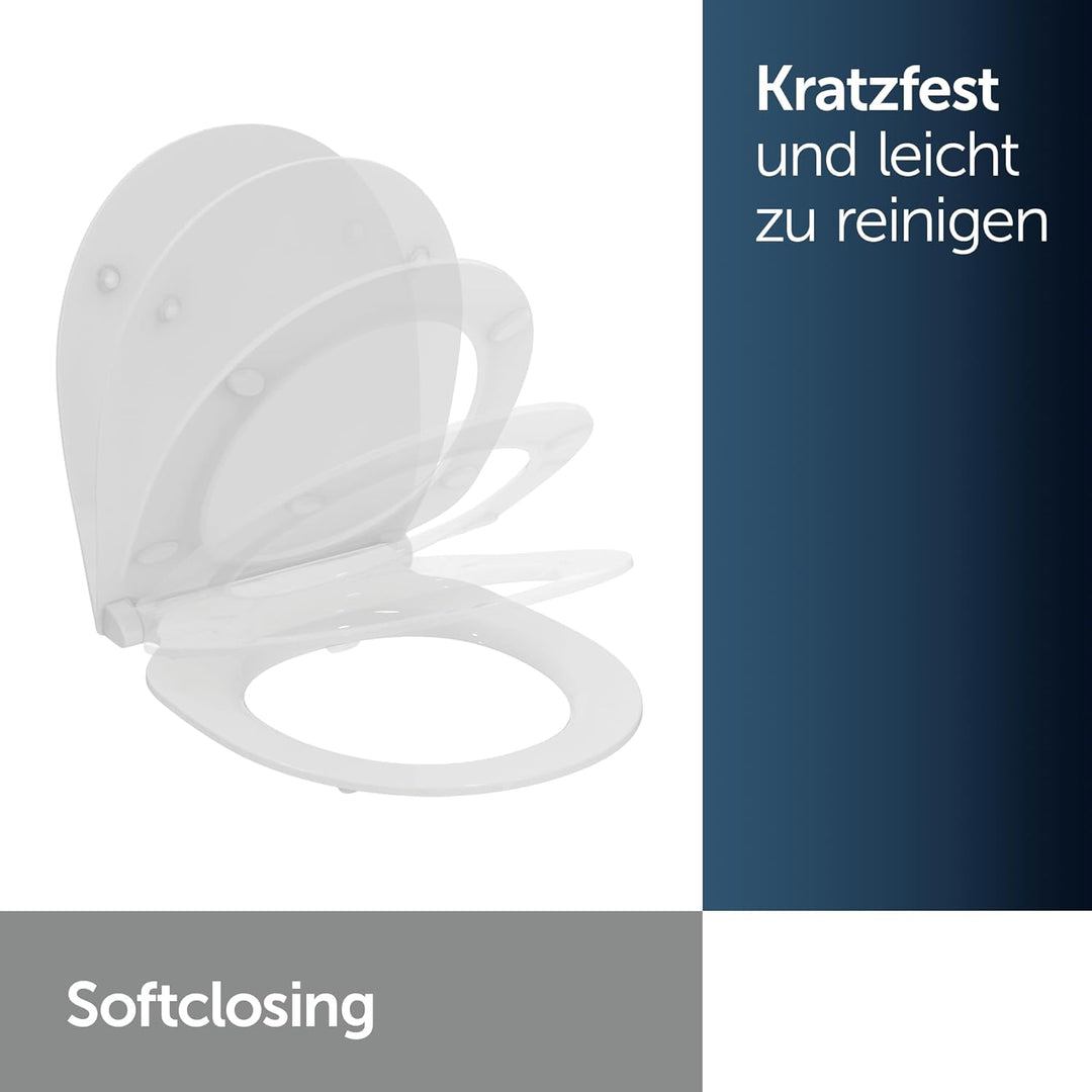 Ideal Standard Universal WC-Sitz mit Absenkautomatik (Softclose), Abnehmbarer Toilettensitz in ovale