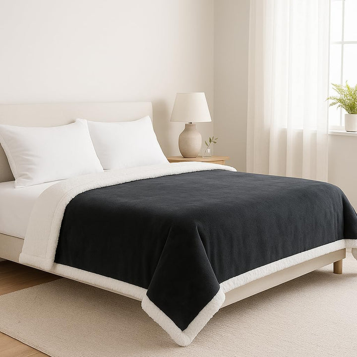 Betz Luxus Flanell Sherpa Kuscheldecke Flauschig Sofa Fleecedecke Verona - Wohndecke XXL Warm Sofade