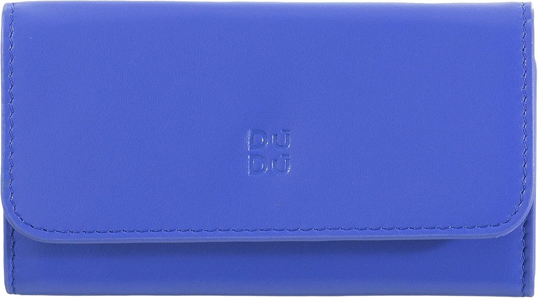 DUDU Schlüsseletui aus farbigem Leder, mit 5 Schlüsselringen, minimalistisches Design, mit Knopfvers