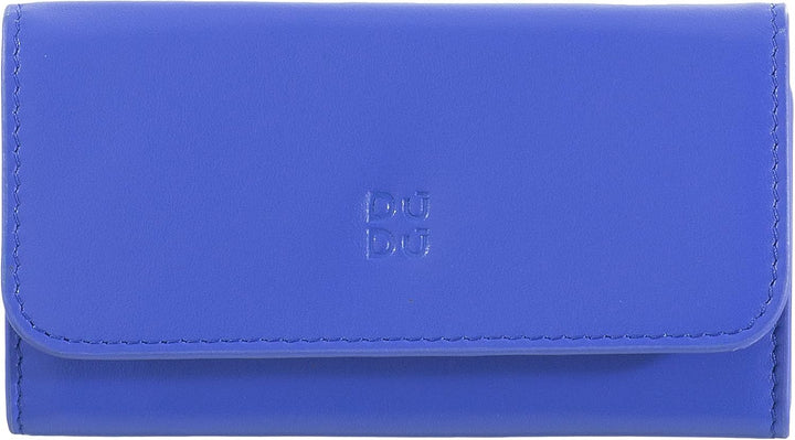 DUDU Schlüsseletui aus farbigem Leder, mit 5 Schlüsselringen, minimalistisches Design, mit Knopfvers