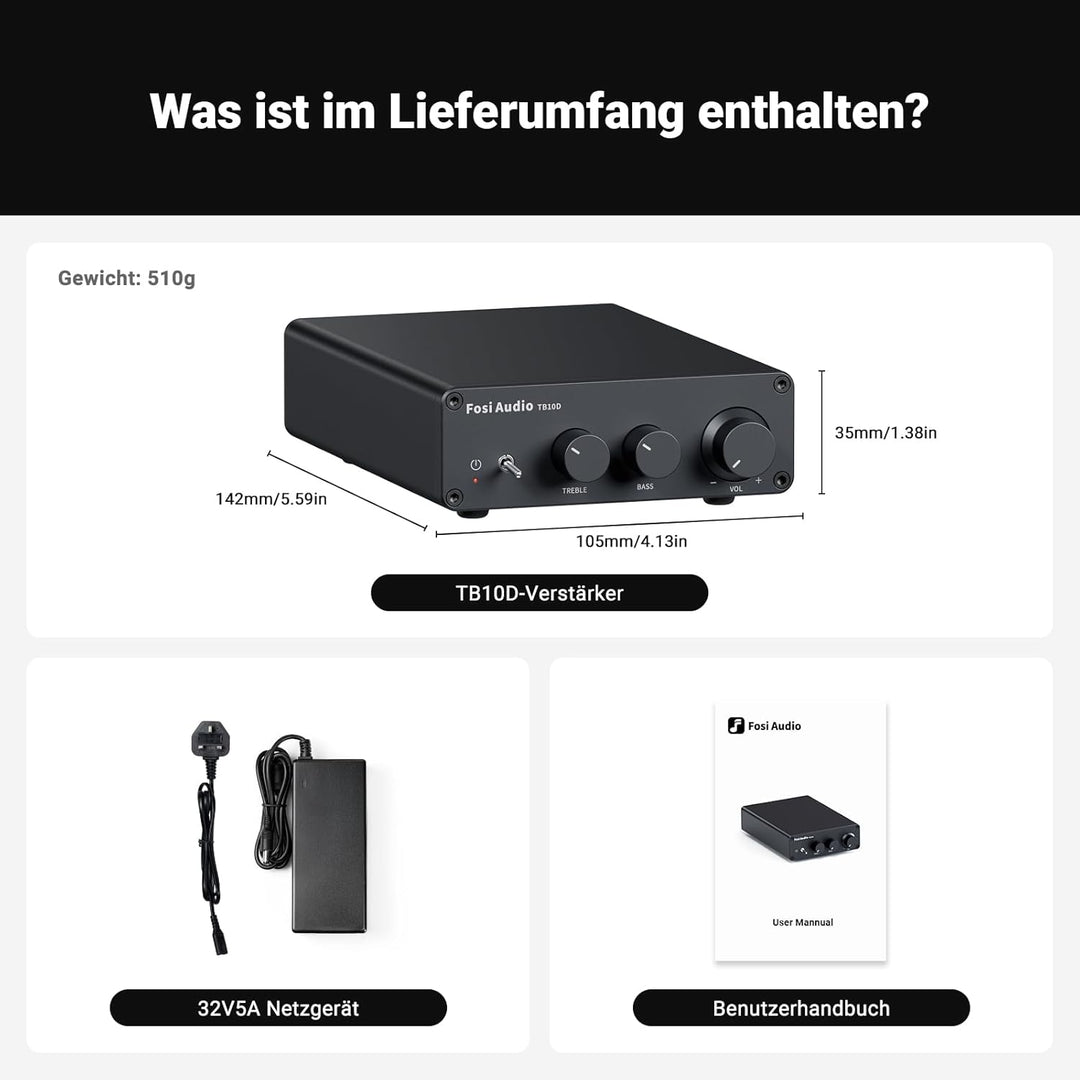 Fosi Audio TB10D 600 Watt TPA3255 Mini Verstärker HiFi Stereo Klasse D Verstärker Integrierter digit