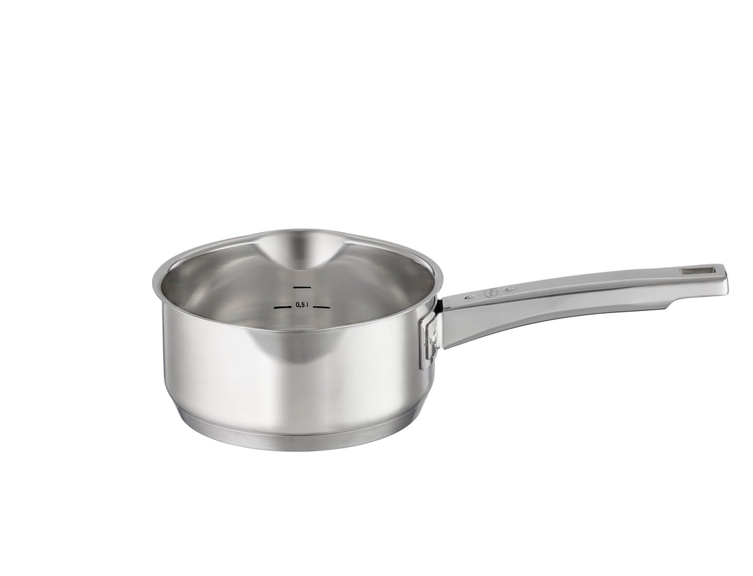 RÖSLE EXPERTISO Stielkasserolle, Hochwertiger Universaltopf aus Edelstahl 18/10, 16 cm, Edelstahlgri