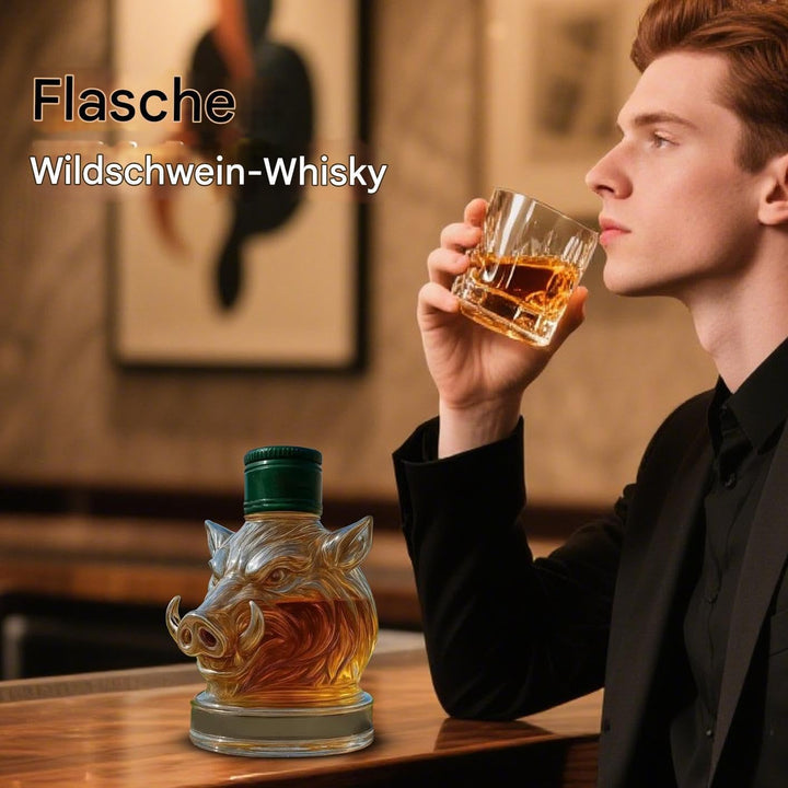 Weinflaschen | Wildschwein Whiskey Flasche Kunst Skulptur - Wohnaccessoire Sammlerstück für Bourbon