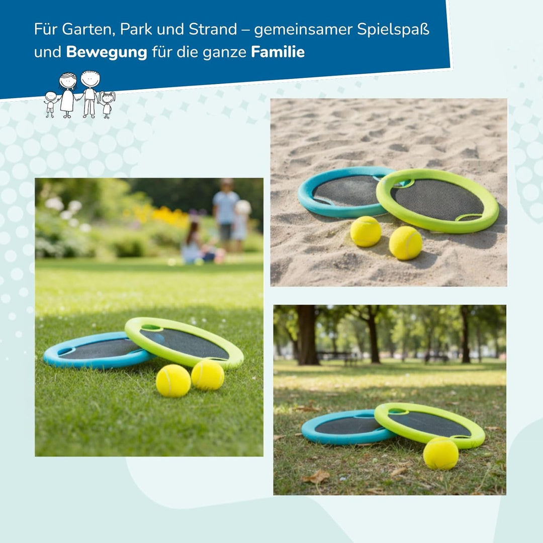 alldoro 2 in 1 Beachball-Set &amp; Wurfscheibe, 2 Schläger Ø 40 cm &amp; 2 Bälle 60049, 60049