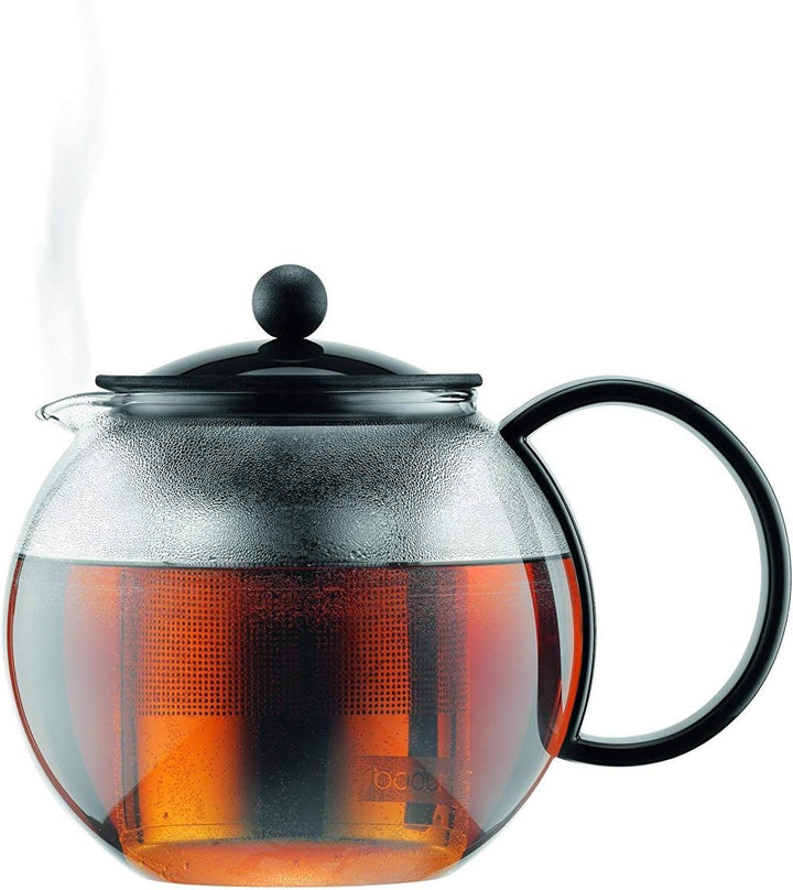 Bodum 1812-01 assam Teebereiter (French Press System, Permanent Edelstahlfilter), 0,5 liters schwarz