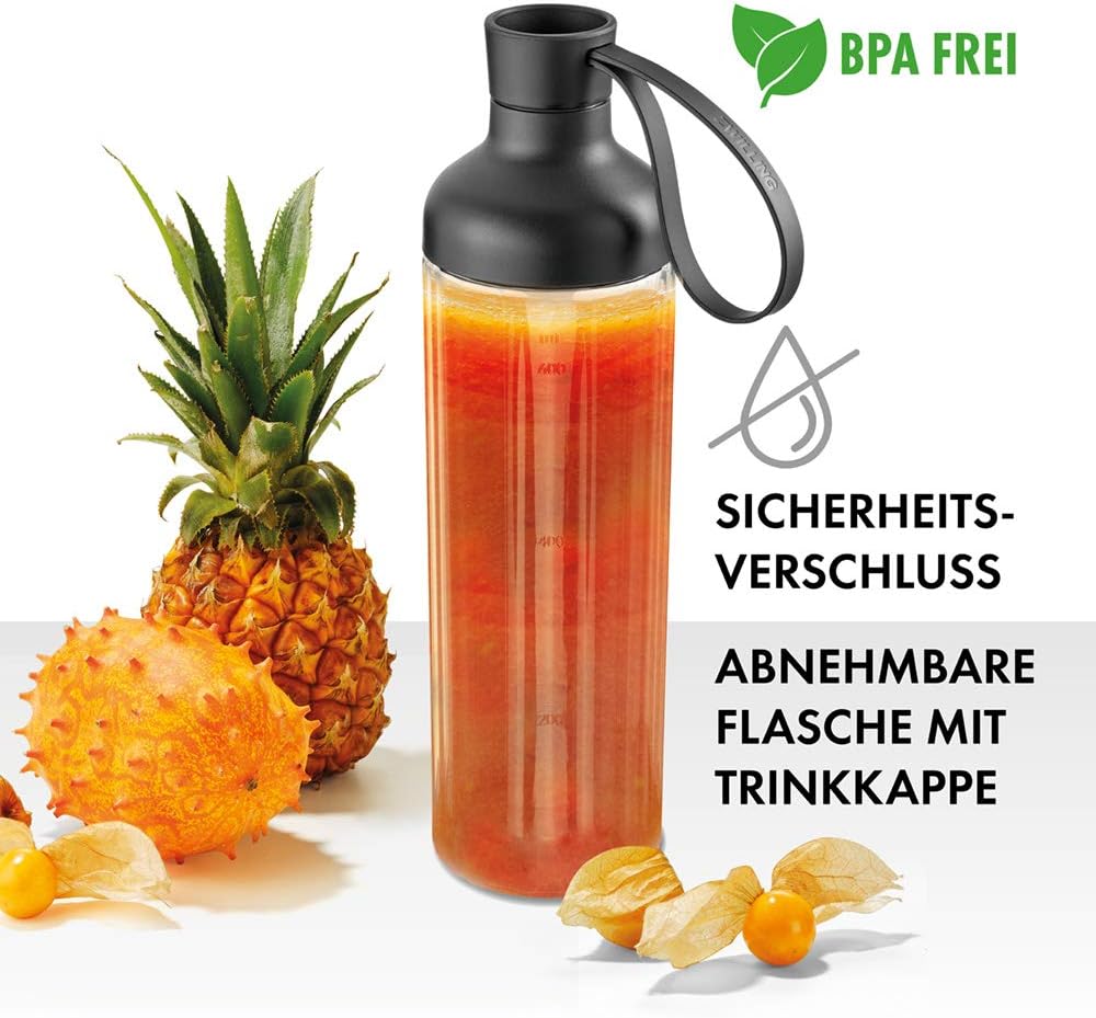 ZWILLING 2 in 1 Trinkflasche und Mixbehälter Inkl. Verschluss Füllmenge: 600 ml Transparent/Schwarz
