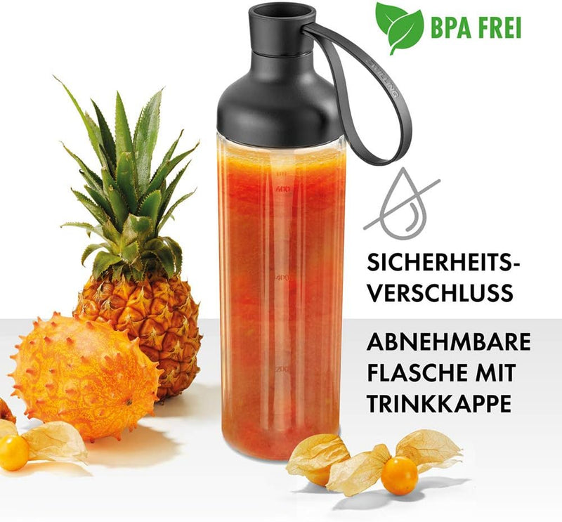 ZWILLING 2 in 1 Trinkflasche und Mixbehälter Inkl. Verschluss Füllmenge: 600 ml Transparent/Schwarz