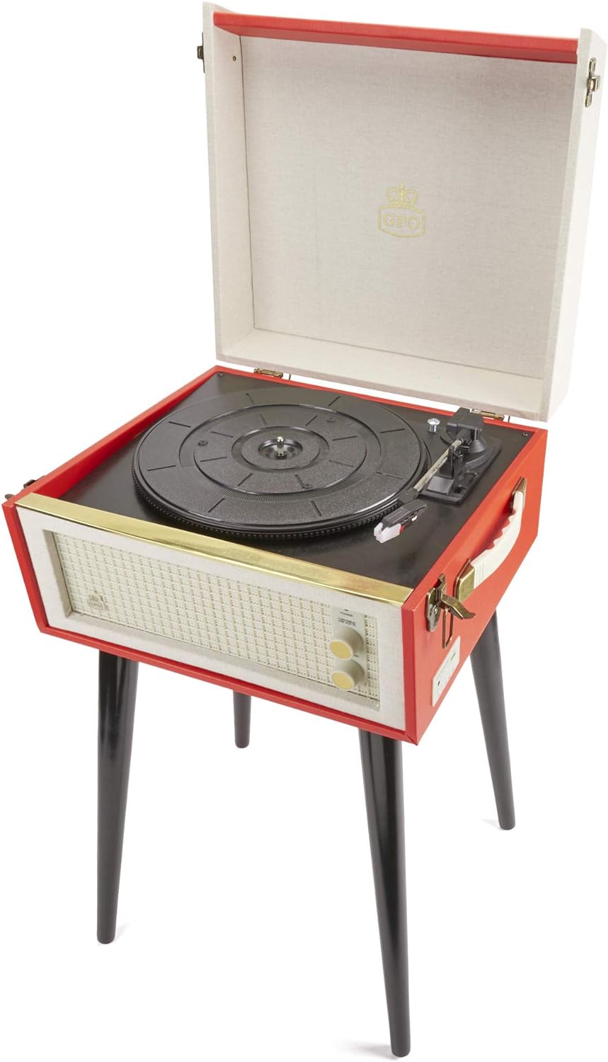 GPO Bermuda Plattenspieler; Klassischer Schallplattenspieler im Retro Stil mit MP3/USB; integriertem