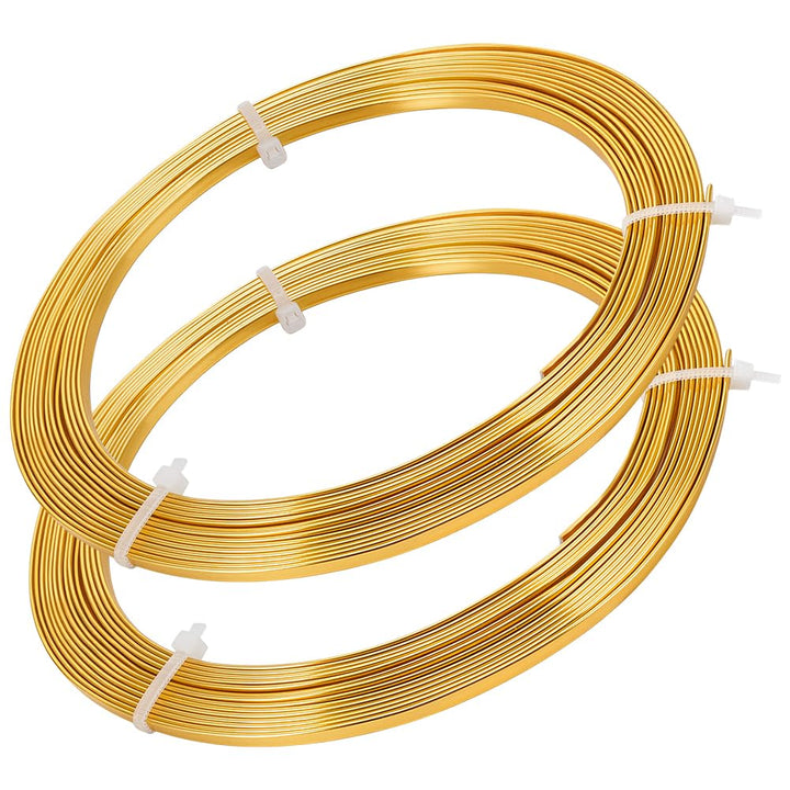 BENECREAT 10m (33FT) 3mm breiter goldfarbener Aluminium Flachdraht eloxiert flacher Kunstdraht für S