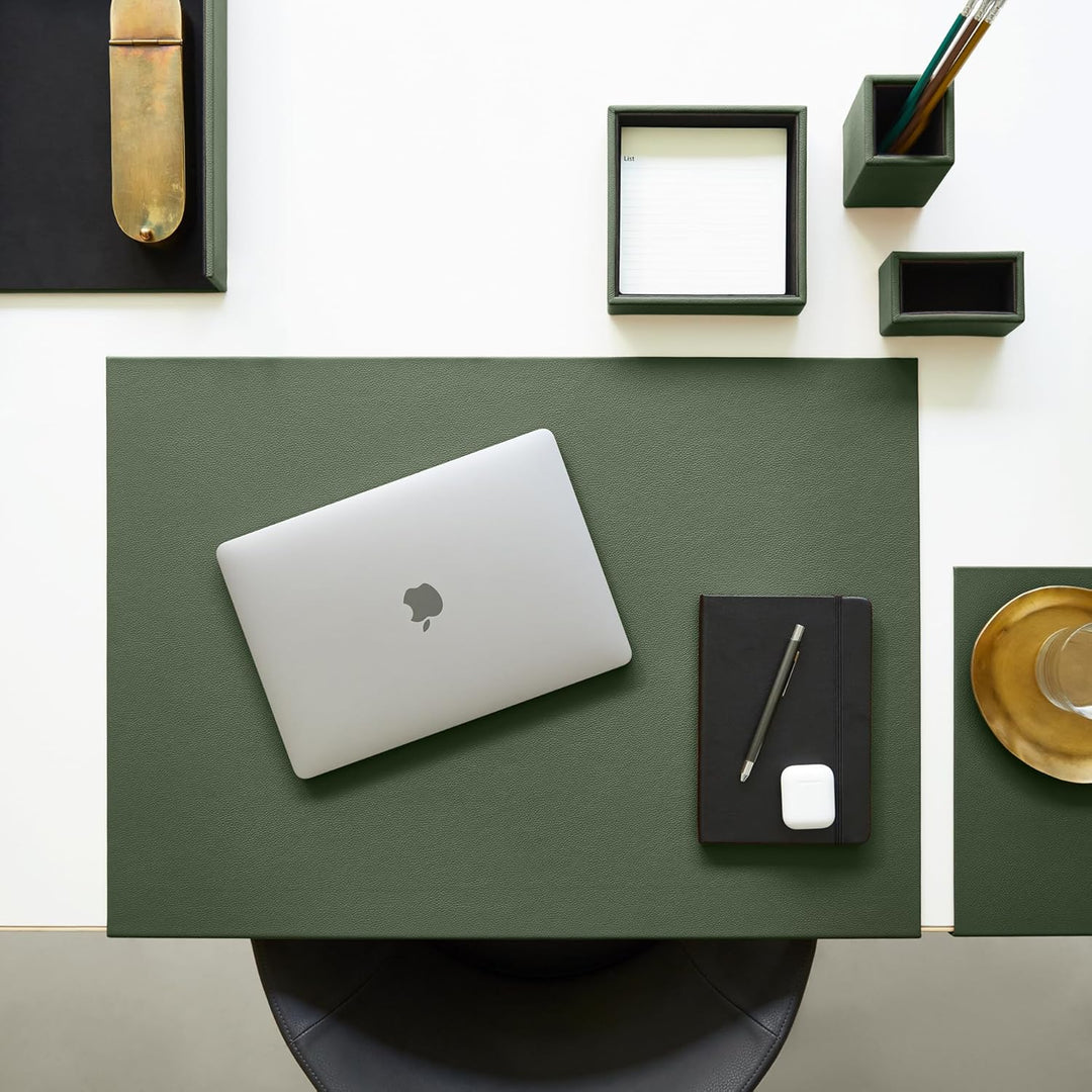 Eglooh - Atena - Taschenleerer aus echtem Leder Grün - Schreibtisch-Organizer mit modernem Design -