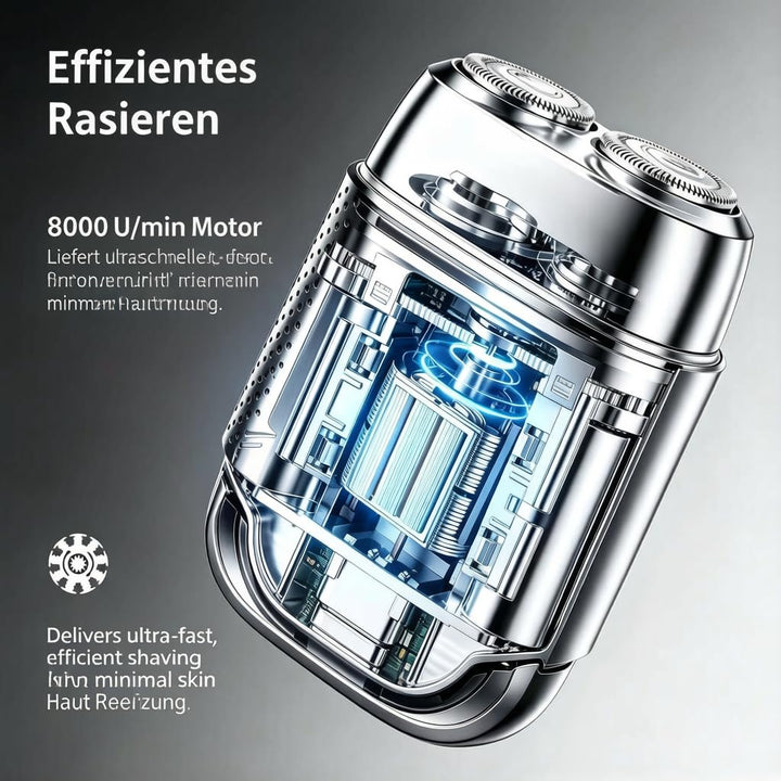 Skyworth Metz Elektrorasierer Herren, IPX7 Nass-Trocken Rasierer 8000 RPM, Magnetischer Scherkopf, D