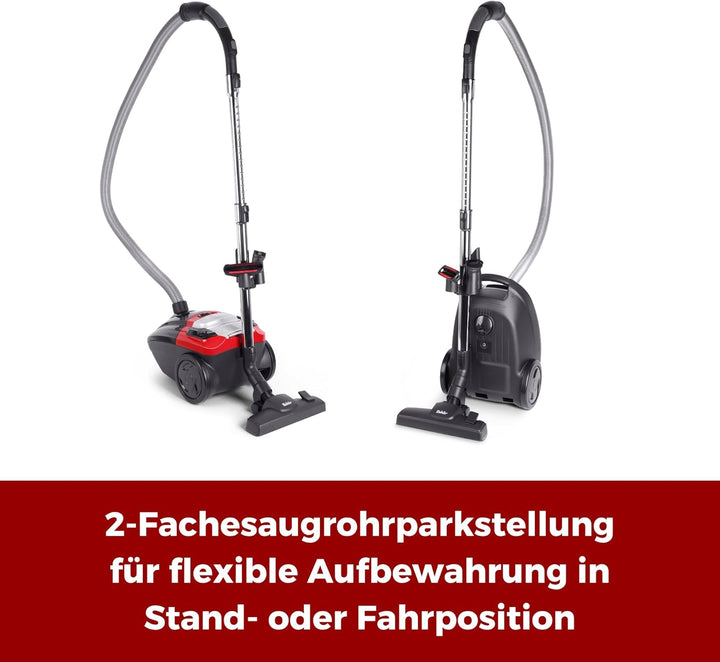 Fakir Red Vac Power Staubsauger mit Beutel 700W, Bodenstaubsauger mit Kabel, HEPA H13 Filter, sehr l